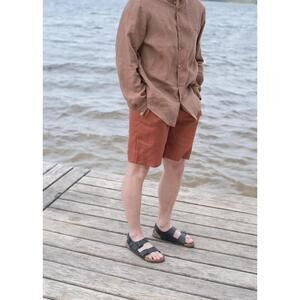 Vittorio Farina Men's Rust Linen Pleated Bermuda Shorts Big & Tall Size 46